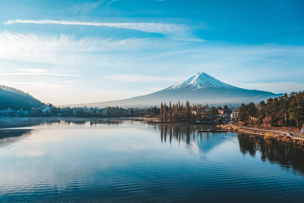 Mount Fuji by Lake Kawaguchi in winter