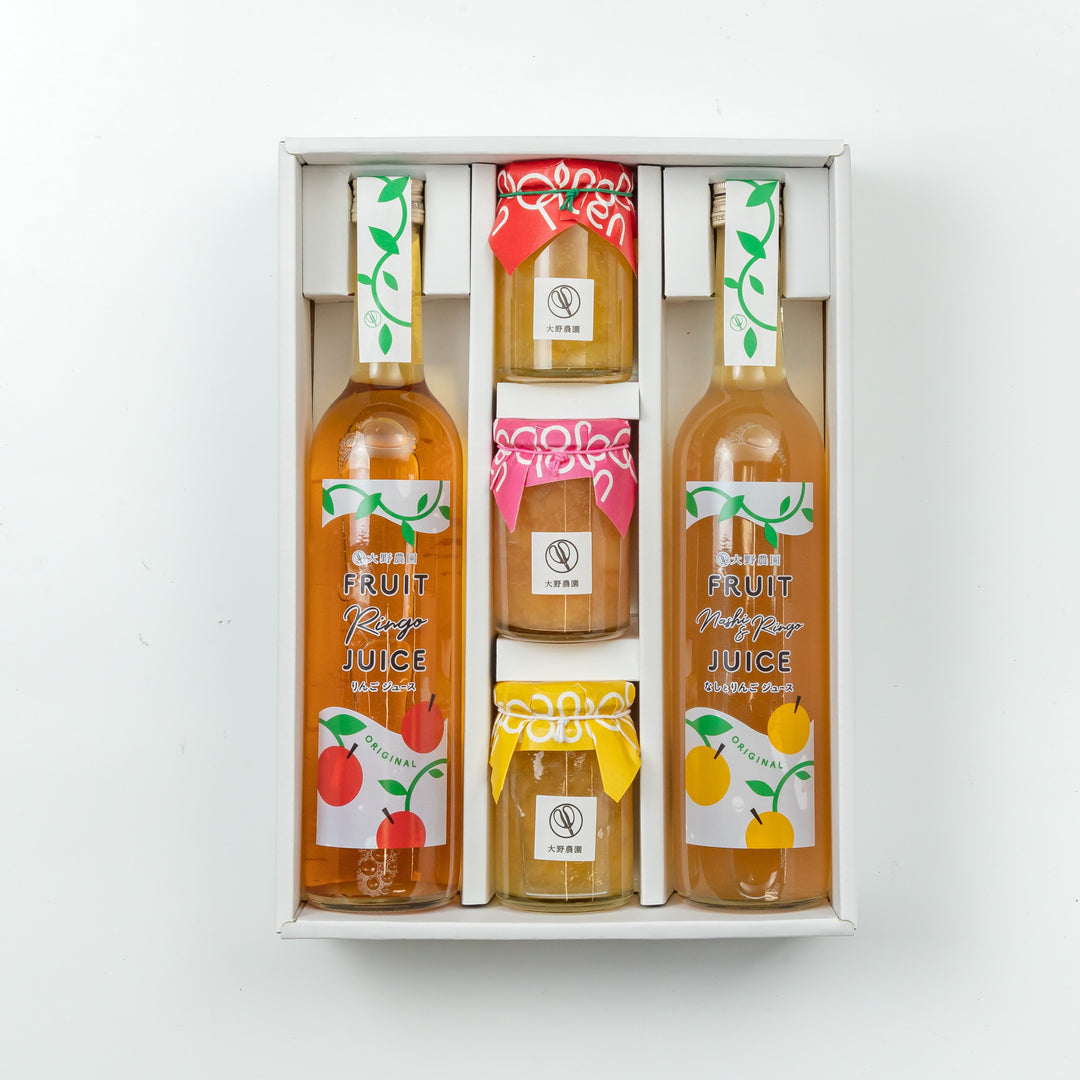 Ono Farm Japanese Fruit Juice and Jam Gift Box (2 Bottles and 3 Jars)