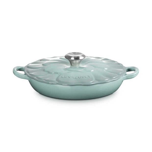 Le Creuset Signature Buffet Casserole Petal Relief Sea Salt Blue 26cm