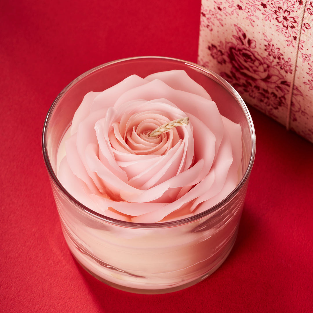 Handmade Rose Glass Candle