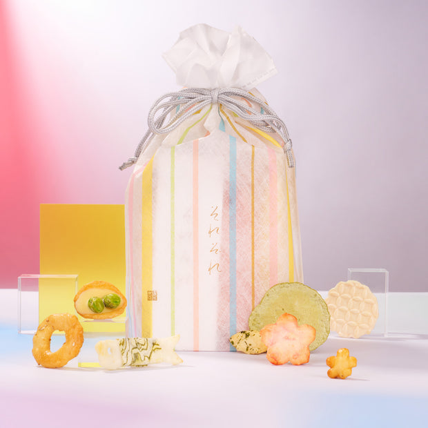 Assorted Senbei Rice Cracker Drawstring Gift Bag (6 Bags, 6 Flavors)