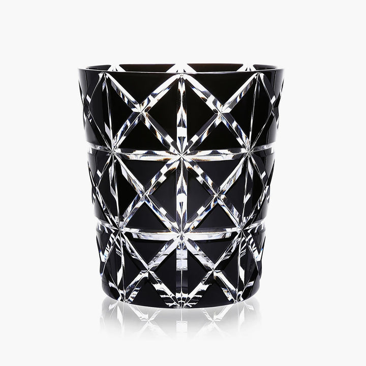 Edo Kiriko Cut Glass: Hishi Uroko Kasanemonyou Black Cup